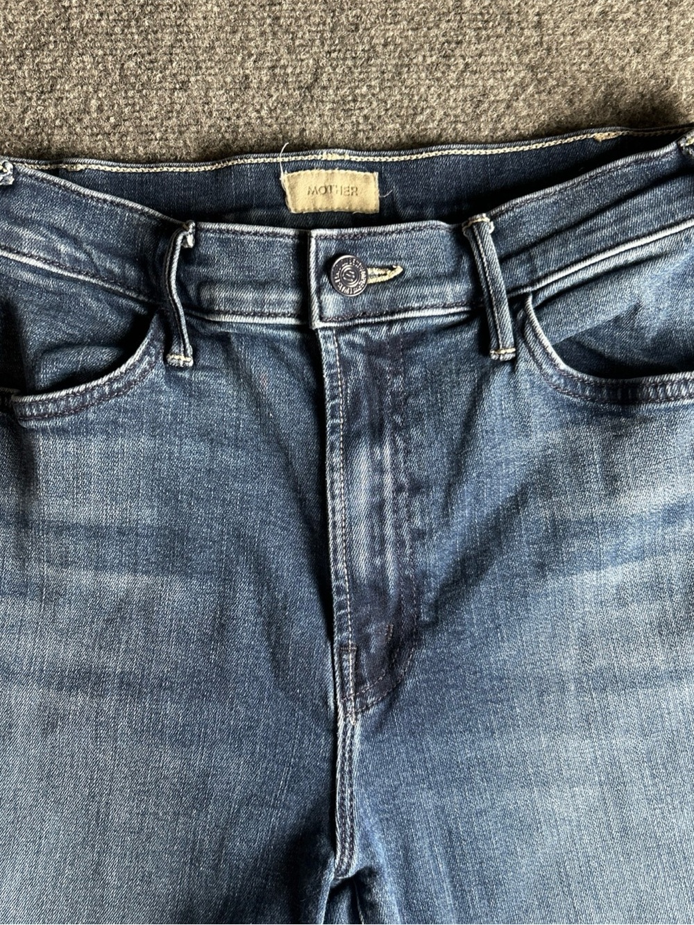 Mother lil hustler roller sneak wide leg blue jeans size 28